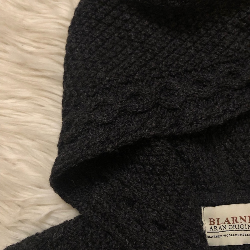 Blarney Woollen Mills Ireland Merino Black Hooded Zip Up Knit Sweater Vest M - Picture 4 of 12